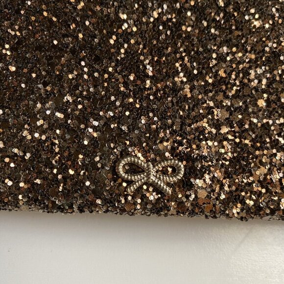 Anya Hindmarch Brown Glitter Clutch Leather Valorie Gold Turn Lock Handbag - Picture 13 of 17